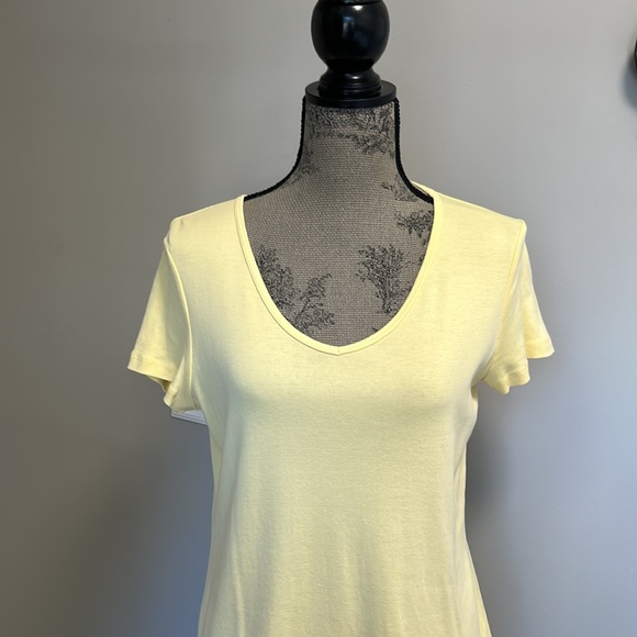 Talbots Tops - Talbots 100% Pima Cotton V Neck Short Sleeve Sz M Lemon Yellow Tee Shirt Top